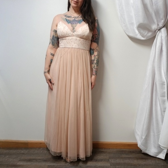 {bhldn} HITHERTO Brit Dress Blush Pink Lace Tulle - Picture 4 of 8